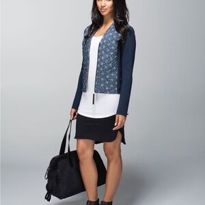 Lululemon Athletica Cardigan & Again Blazer Exploded  Sashiko Star Inkwell Blue